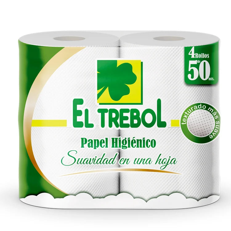 Higiénico hoja simple 4x50 mts. TREBOL