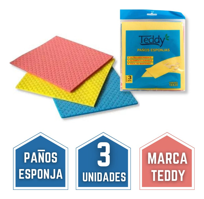 Paños esponja x3 Unds. TEDDY