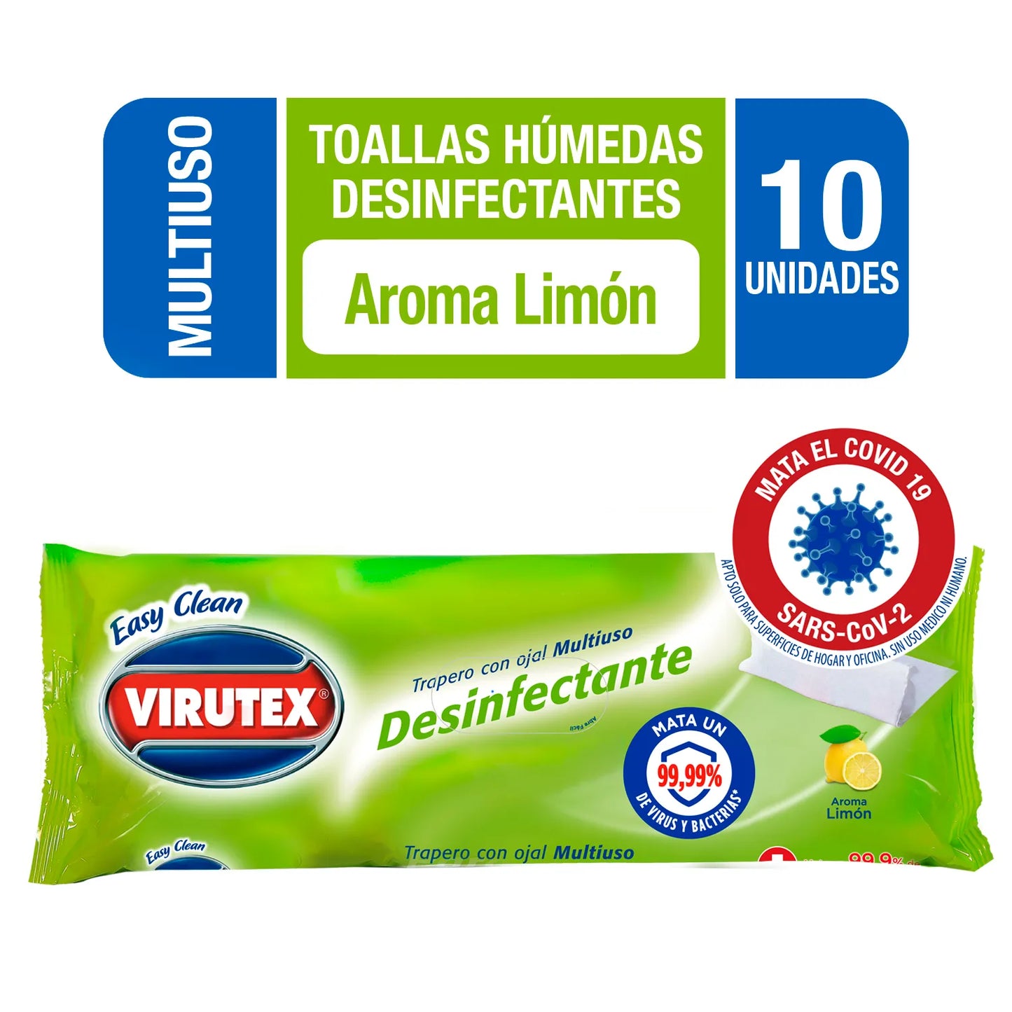 Trapero húmedo desinfectante 10 Unds. VIRUTEX